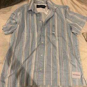 NWT Calvin Klein Mens Striped Shirt Size Medium